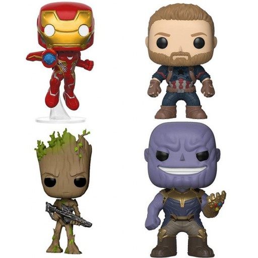 Funko POP Iron Man, Captain America, Thanos & Groot (Avengers: Infinity War)