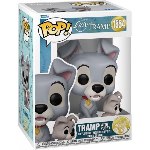 Tramp with Puppy dans sa boîte