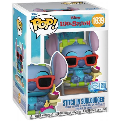 Stitch in Sunlounger dans sa boîte