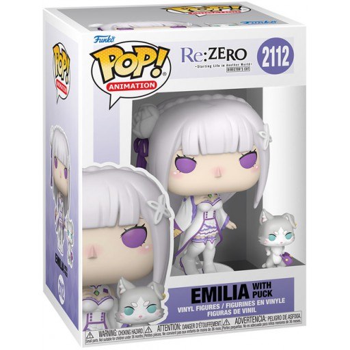 Emilia with Puck dans sa boîte