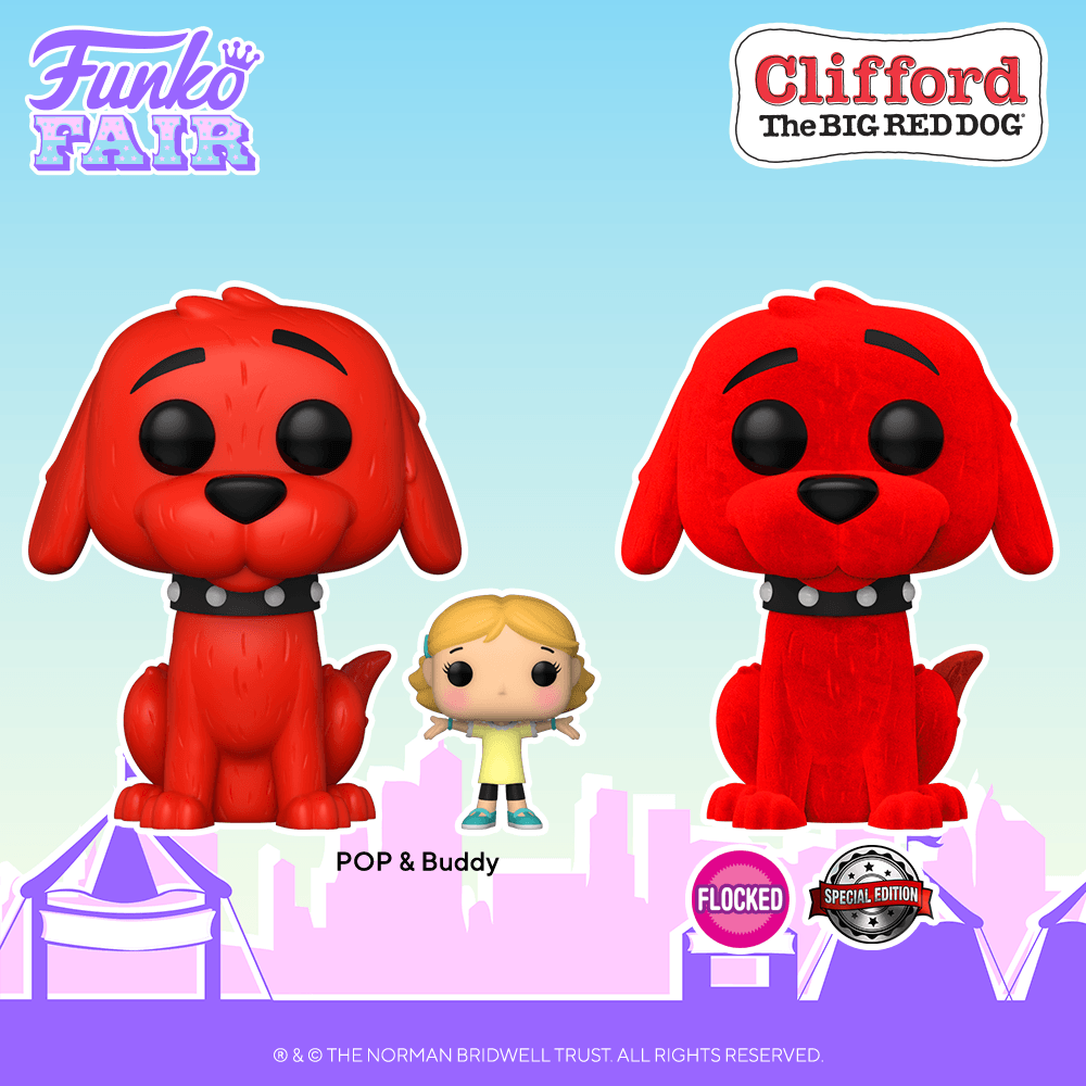 Clifford the big red dog has its POP