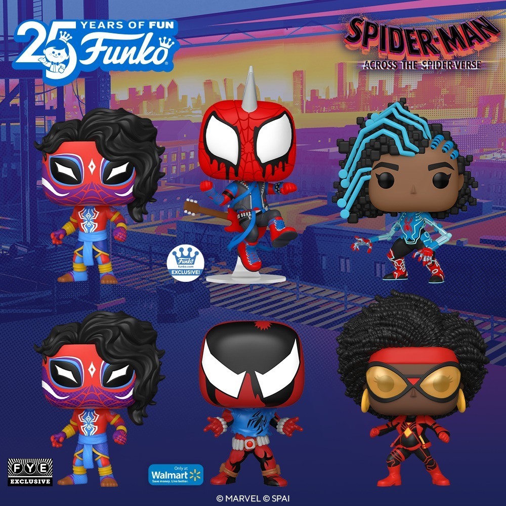 Funko POPs for Spider-Man across the Spider-Verse