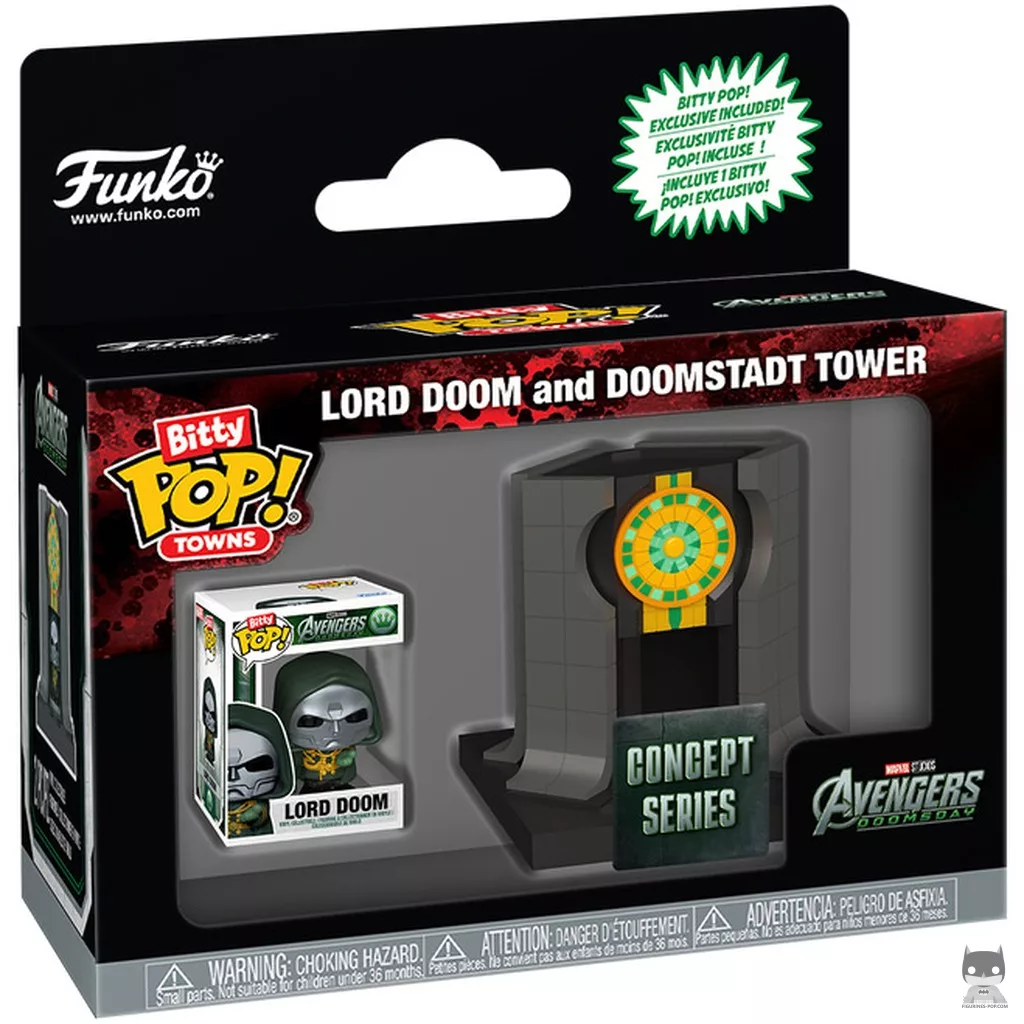 Lord Doom and Doomstadt Tower Funko Pop! figure in its box