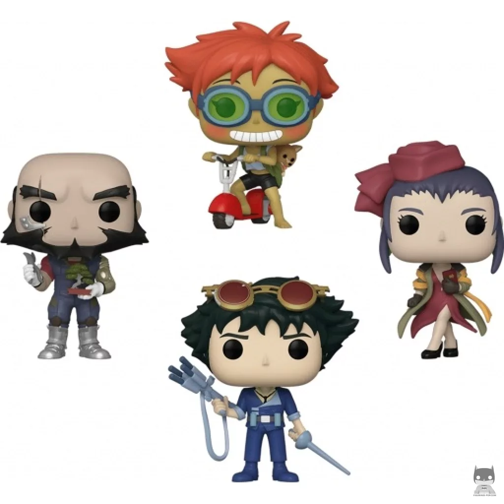 Spike Spiegel, Jet Black, Faye Valentine & Ed & Ein on Scooter Funko Pop! figure (Cowboy Bebop)