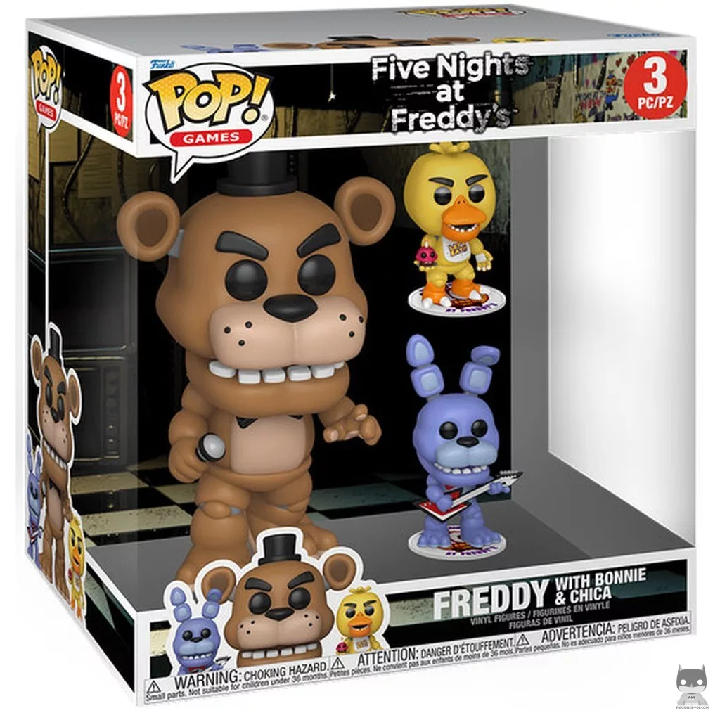 Freddy with Bonnie & Chica (Supersized) Funko Pop! figure in its box