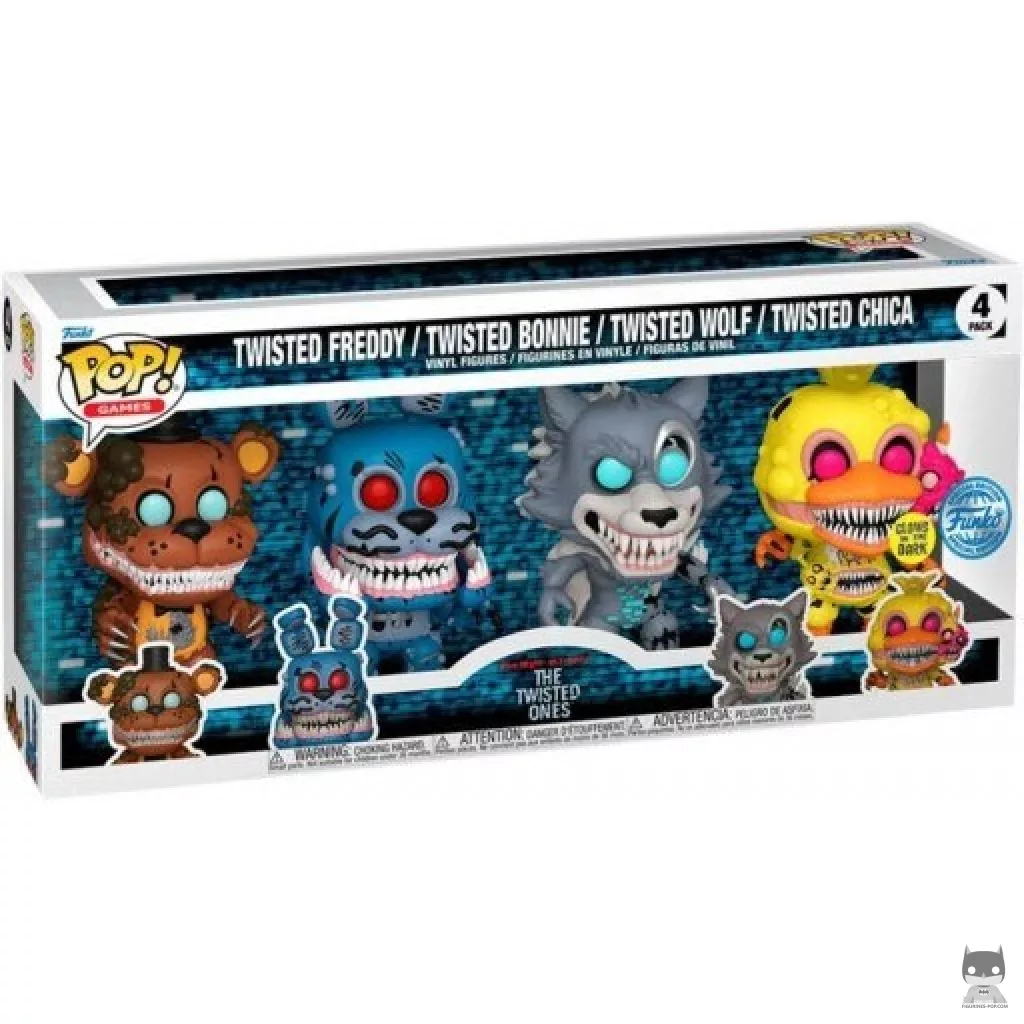 Twisted Freddy, Bonnie, Wolf & Chica (Glow in the Dark) Funko Pop! figure in its box
