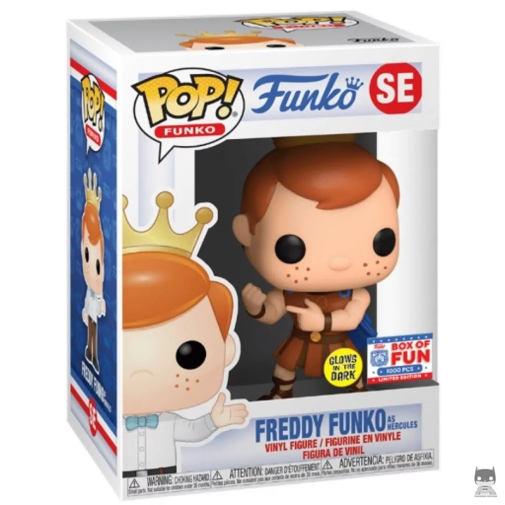 Freddy Funko as Hercules (Glow in the Dark) Funko Pop! figure in its box
