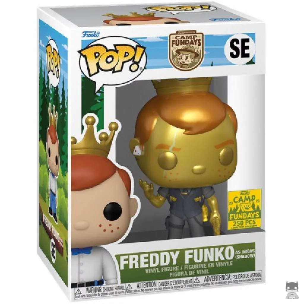 Freddy Funko as Midas Shadow Funko Pop! figure in its box