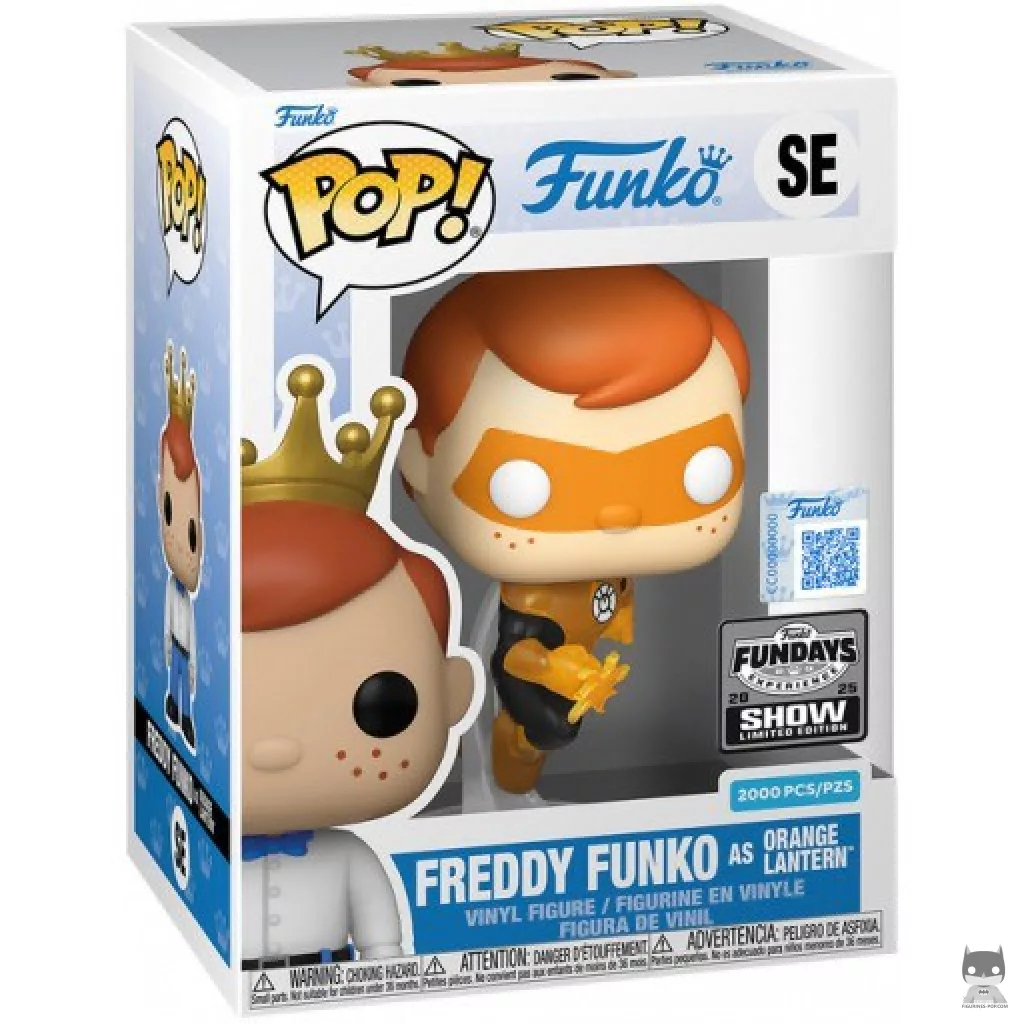 Freddy Funko as Orange Lantern (Translucent) Funko Pop! figure in its box