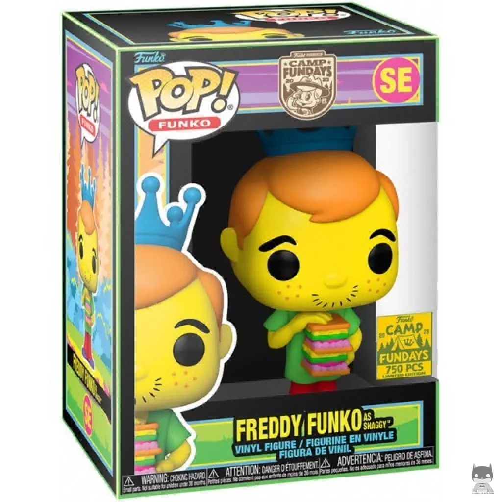 Freddy Funko as Shaggy (Black Light) Funko Pop! figure in its box