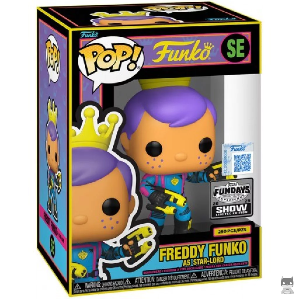Freddy Funko as Star-Lord (Black Light) Funko Pop! figure in its box