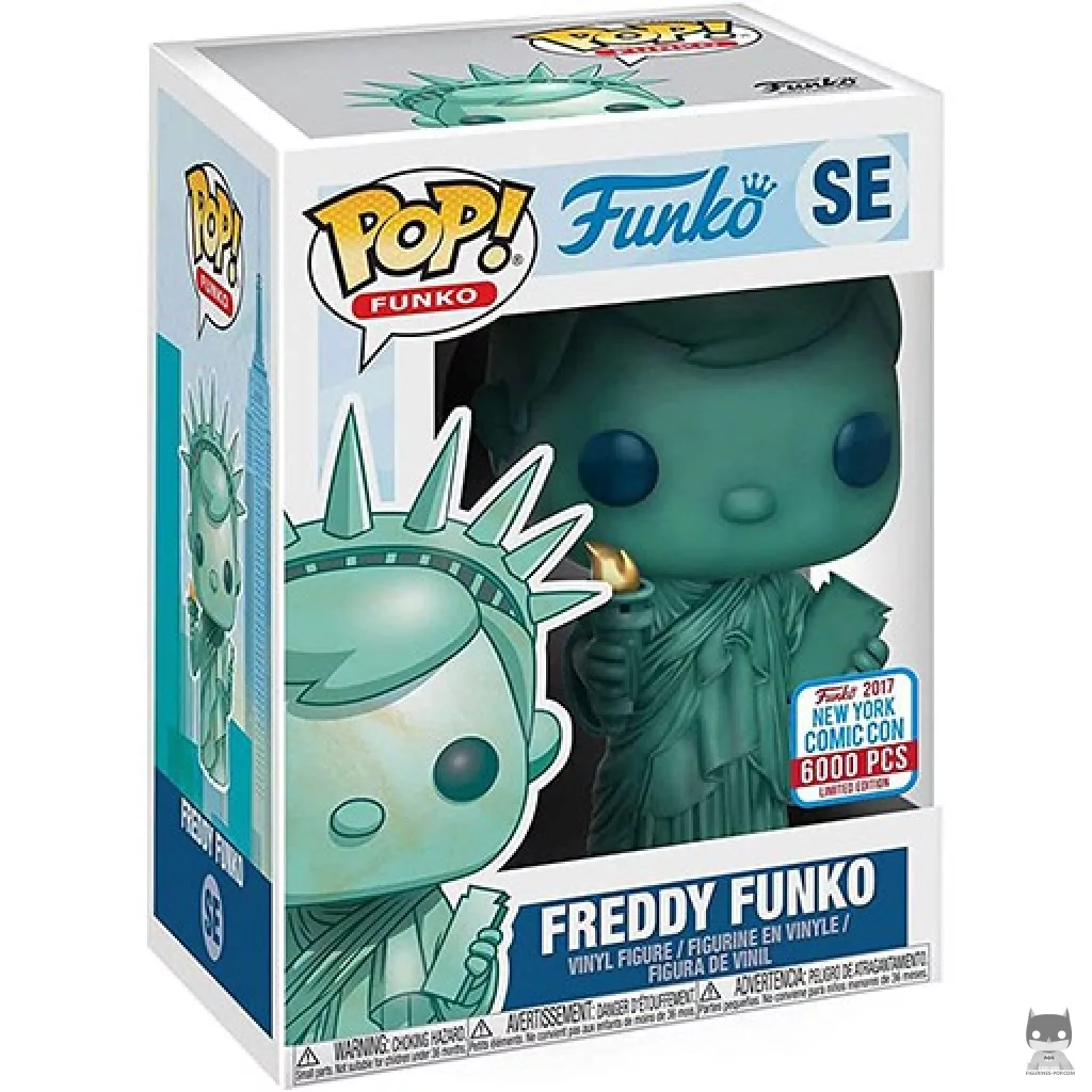 Freddy Funko as Statue of Liberty Funko Pop! figure in its box