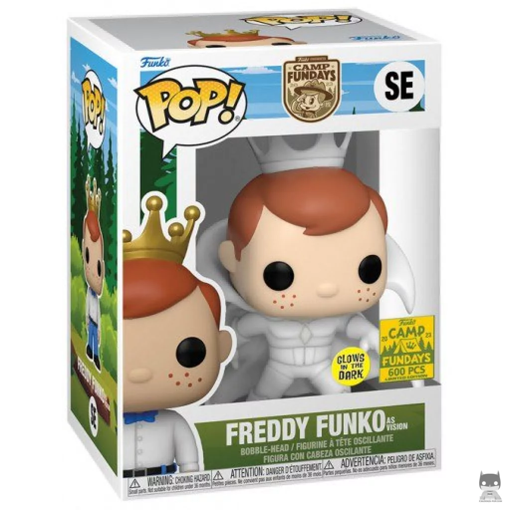 Freddy Funko as Vision (White) (Glow in the Dark) Funko Pop! figure in its box