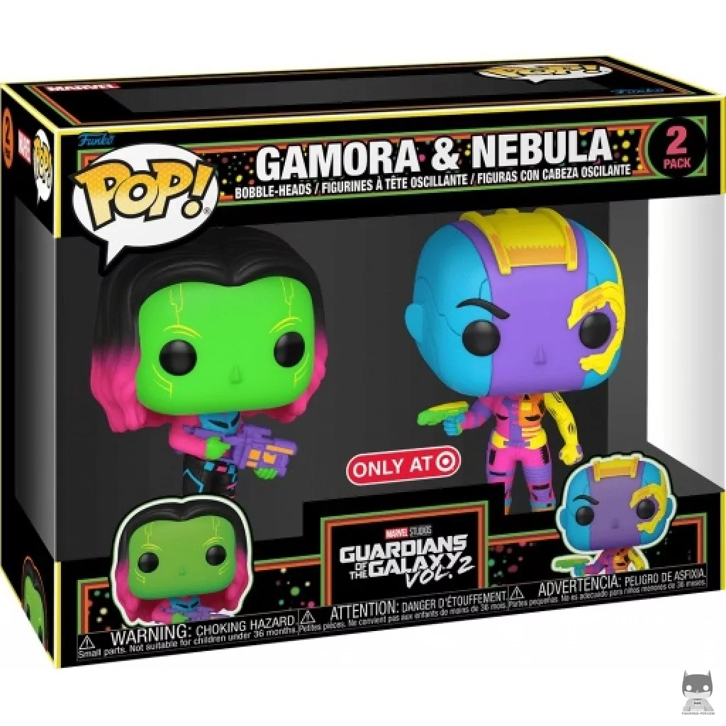 Gamora & Nebula (Blacklight) Funko Pop! figure in its box