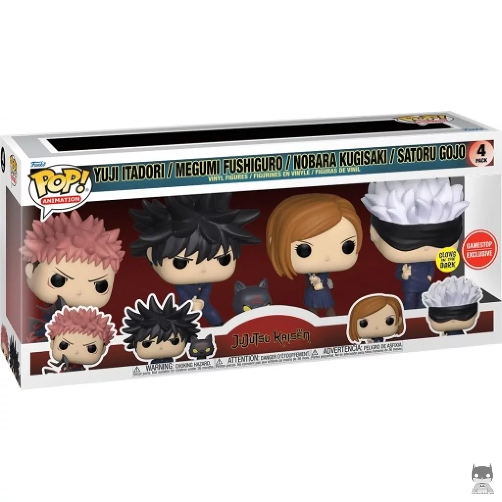 Yuji Itadori, Megumi Fushiguro, Nobara Kugisaki & Satoru Gojo (Glow in the Dark) Funko Pop! figure in its box