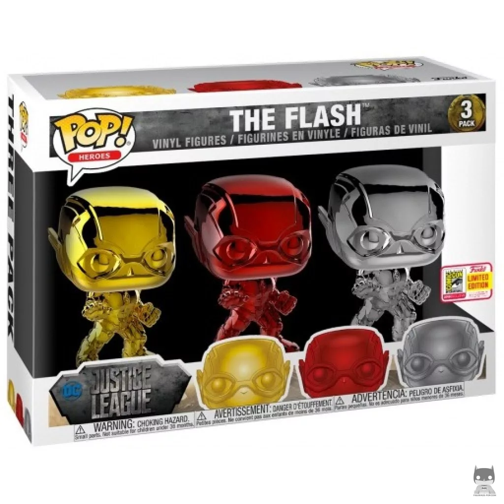 The Flash (Chrome) Funko Pop! figure in its box