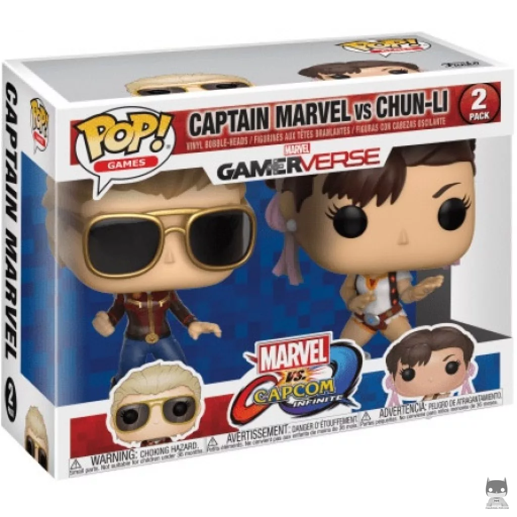 Captain Marvel vs Chun-Li Funko Pop! figure in its box