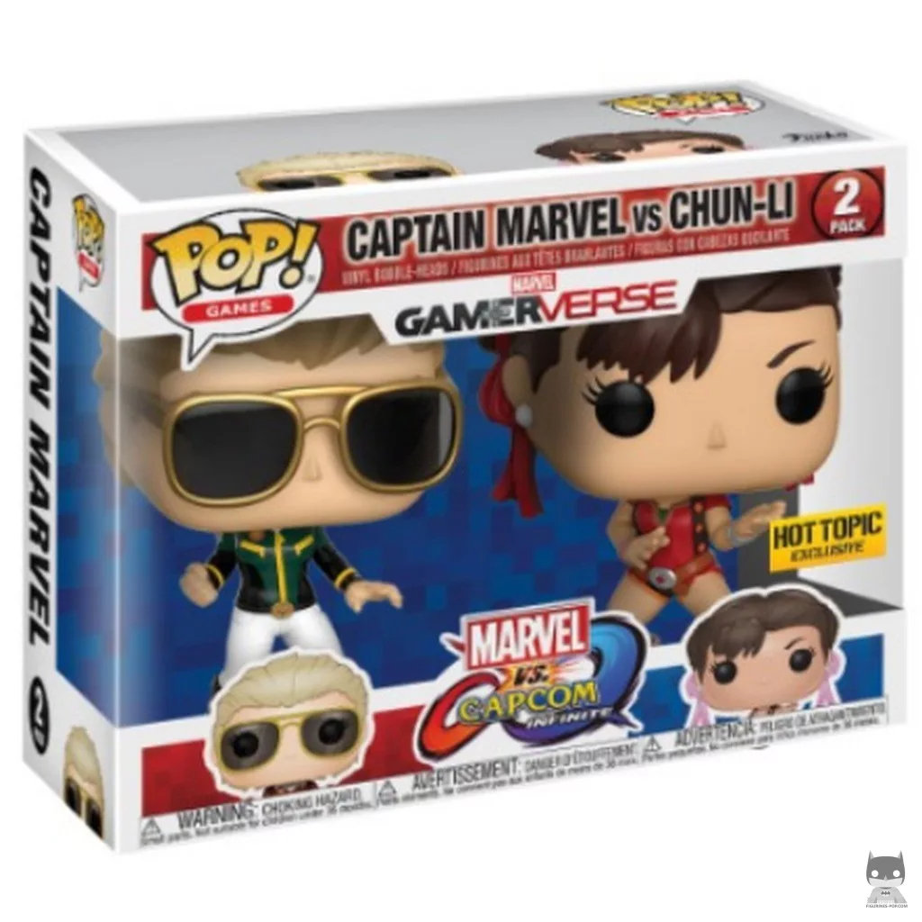Captain Marvel vs Chun-Li Funko Pop! figure in its box