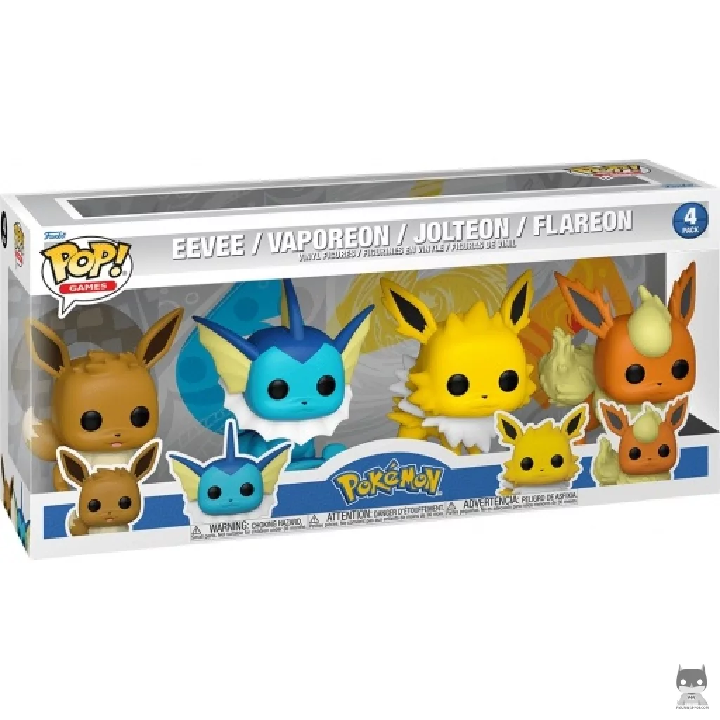 Eevee, Vaporeon, Jolteon & Flareon Funko Pop! figure in its box