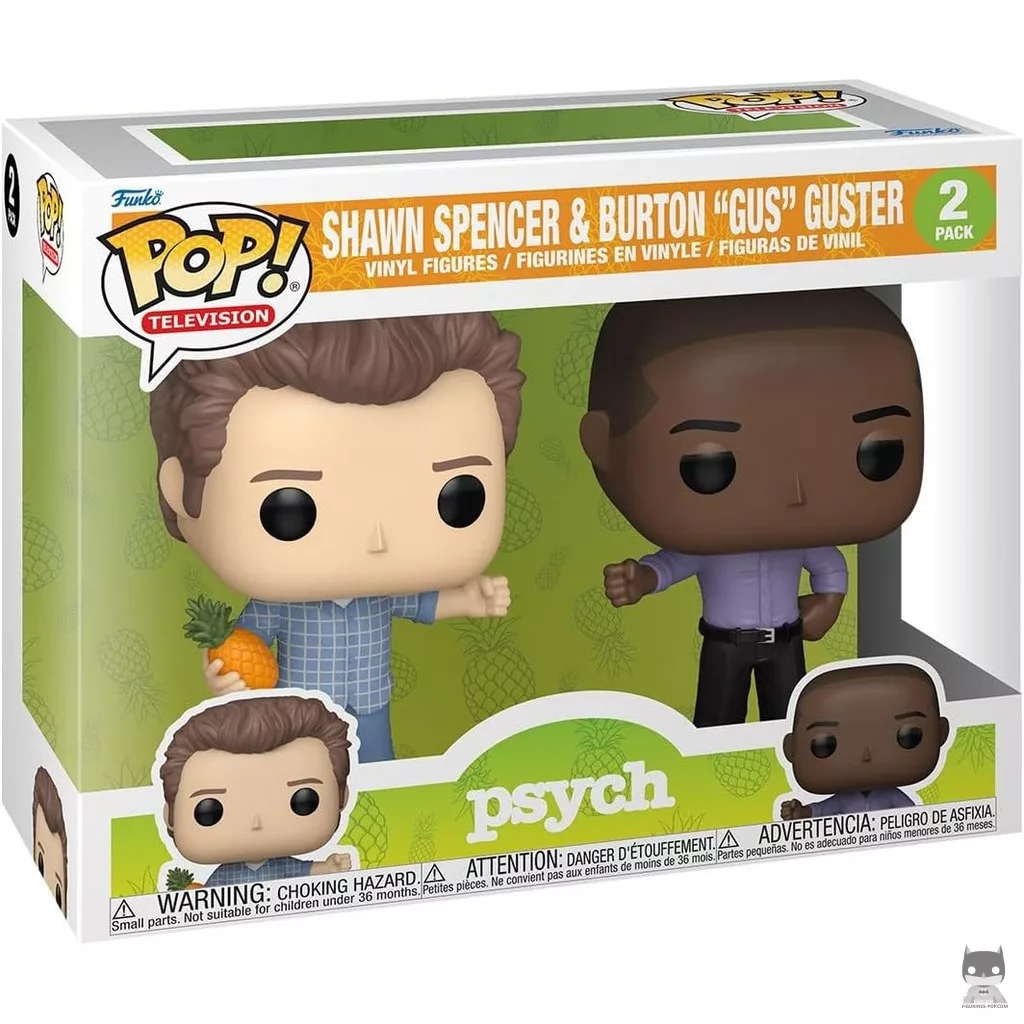 Shawn Spencer & Burton "Gus" Guster Funko Pop! figure in its box
