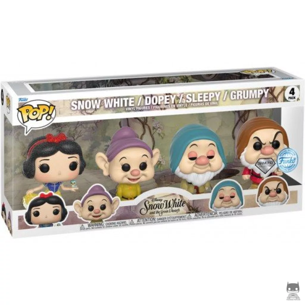 Snow White, Dopey, Sleepy & Grumpy Funko Pop! figure in its box