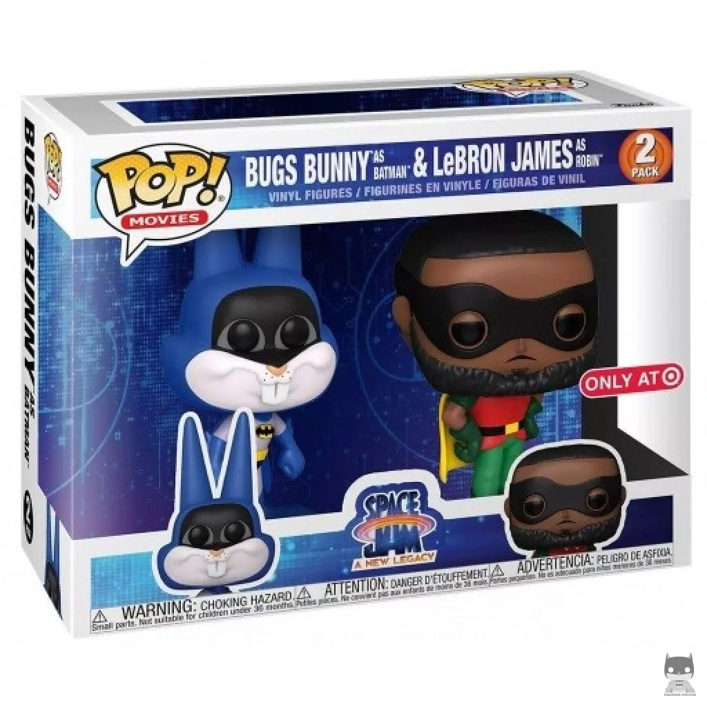 Bugs Bunny as Batman & LeBron James as Robin Funko Pop! figure in its box