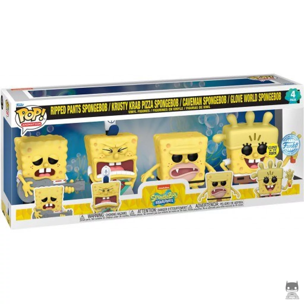 Ripped Pants, Krusty Krab Pizza, Caveman & Glove World Spongebob Funko Pop! figure in its box