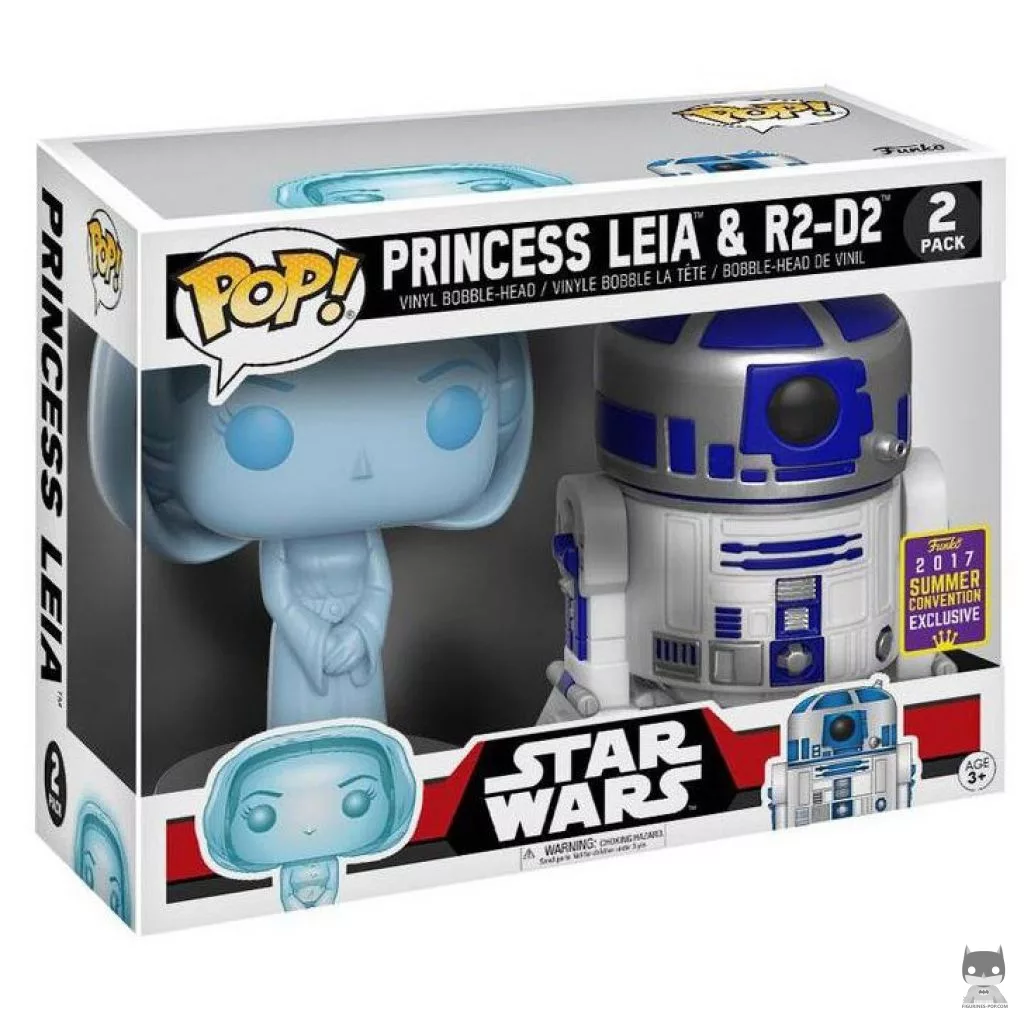 Holographic Princess Leia & R2-D2 Funko Pop! figure in its box