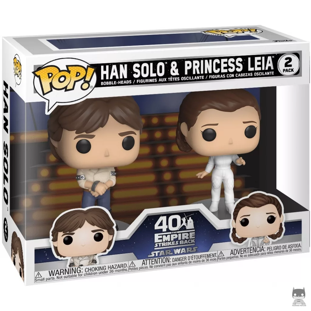Han Solo & Princess Leia Funko Pop! figure in its box