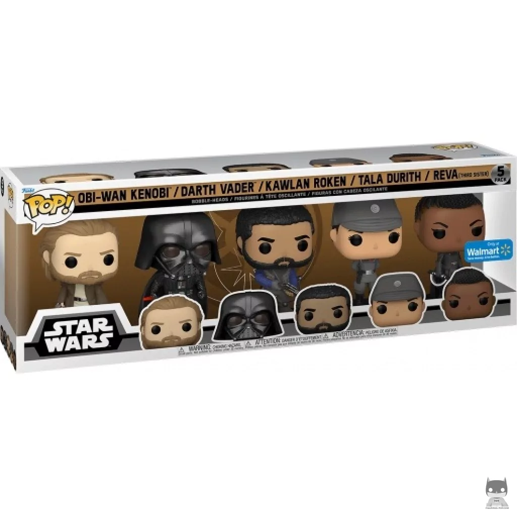 Obi-Wan Kenobi, Darth Vader, Kawlan Rowken, Tala Durith & Reva (Third Sister) Funko Pop! figure in its box