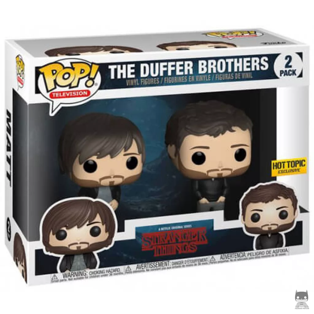 The Duffer Brothers Funko Pop! figure in its box
