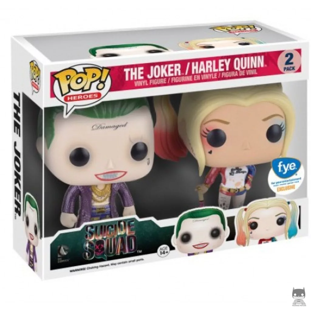 The Joker & Harley Quinn (Metallic) Funko Pop! figure in its box