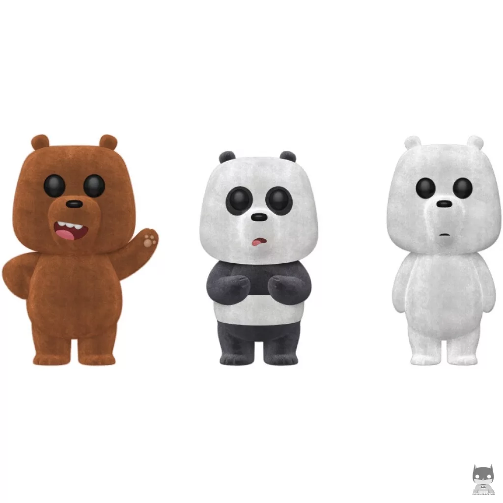 Grizz, Panda, & Ice Bear (Flocked) Funko Pop! figure (We Bare Bears)