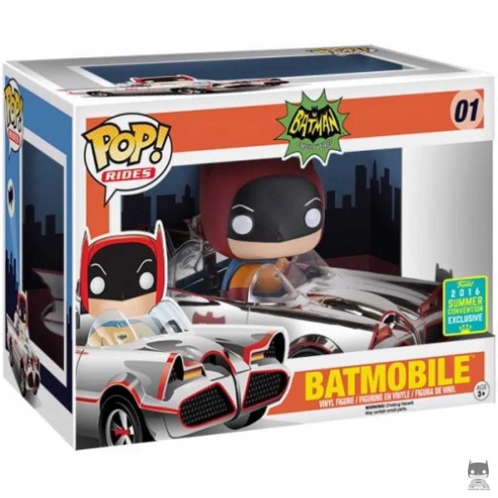 Batman with Batmobile (Chrome) Funko Pop! figure in its box