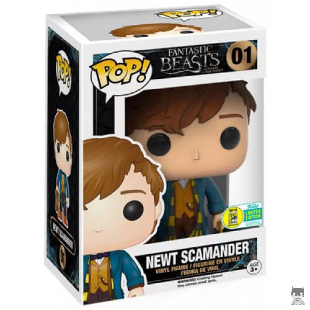 Newt Scamander with suitcase Funko Pop! figure in its box