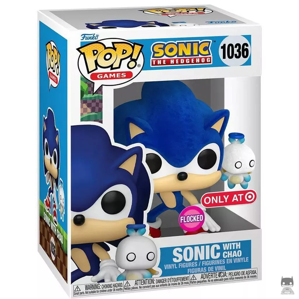 Sonic with Chao (Flocked) Funko Pop! figure in its box