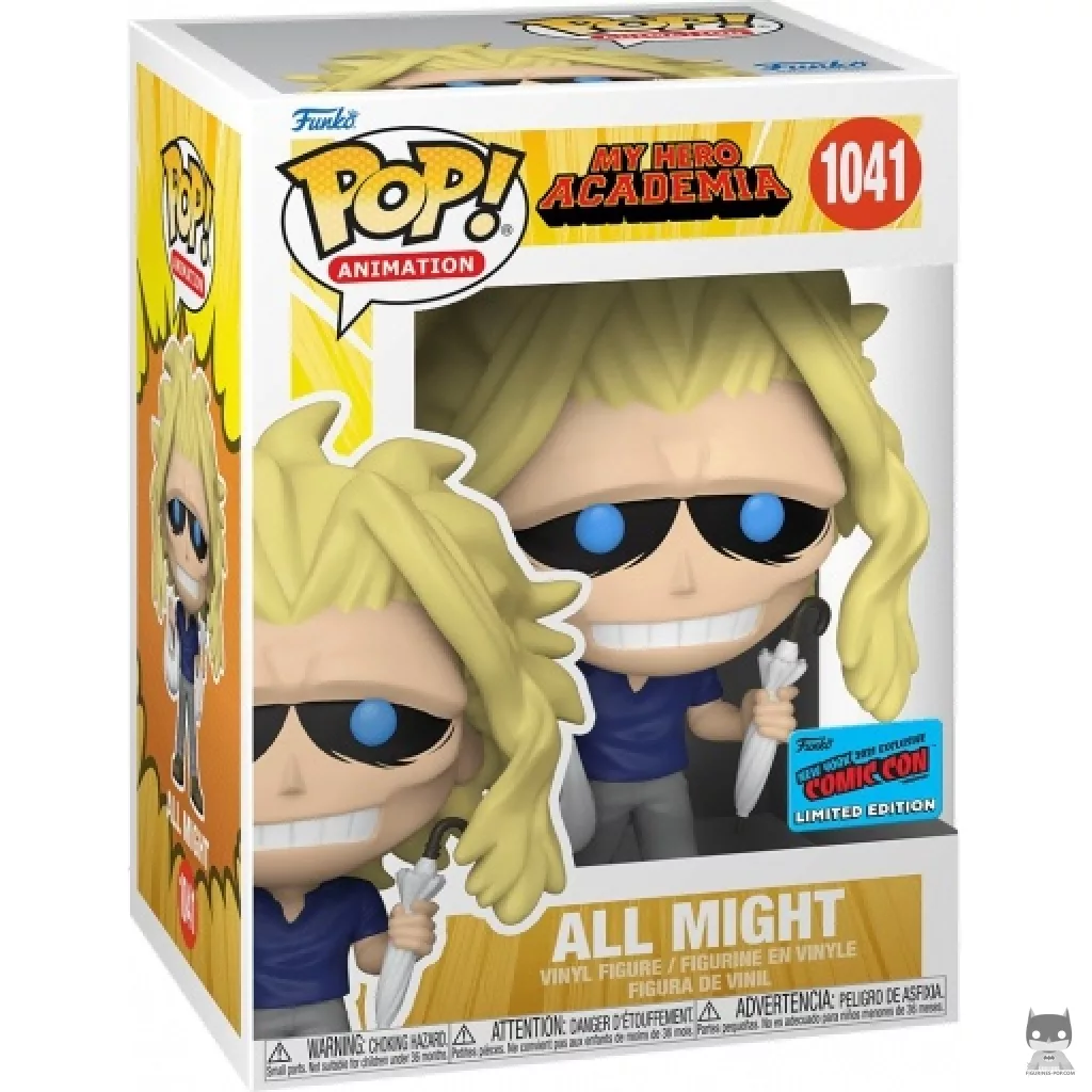 All Might with Umbrella Funko Pop! figure in its box
