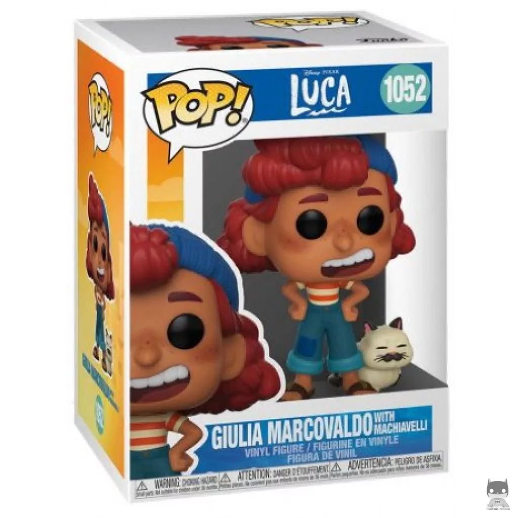 Giulia Marcovaldo with Machiavelli Funko Pop! figure in its box