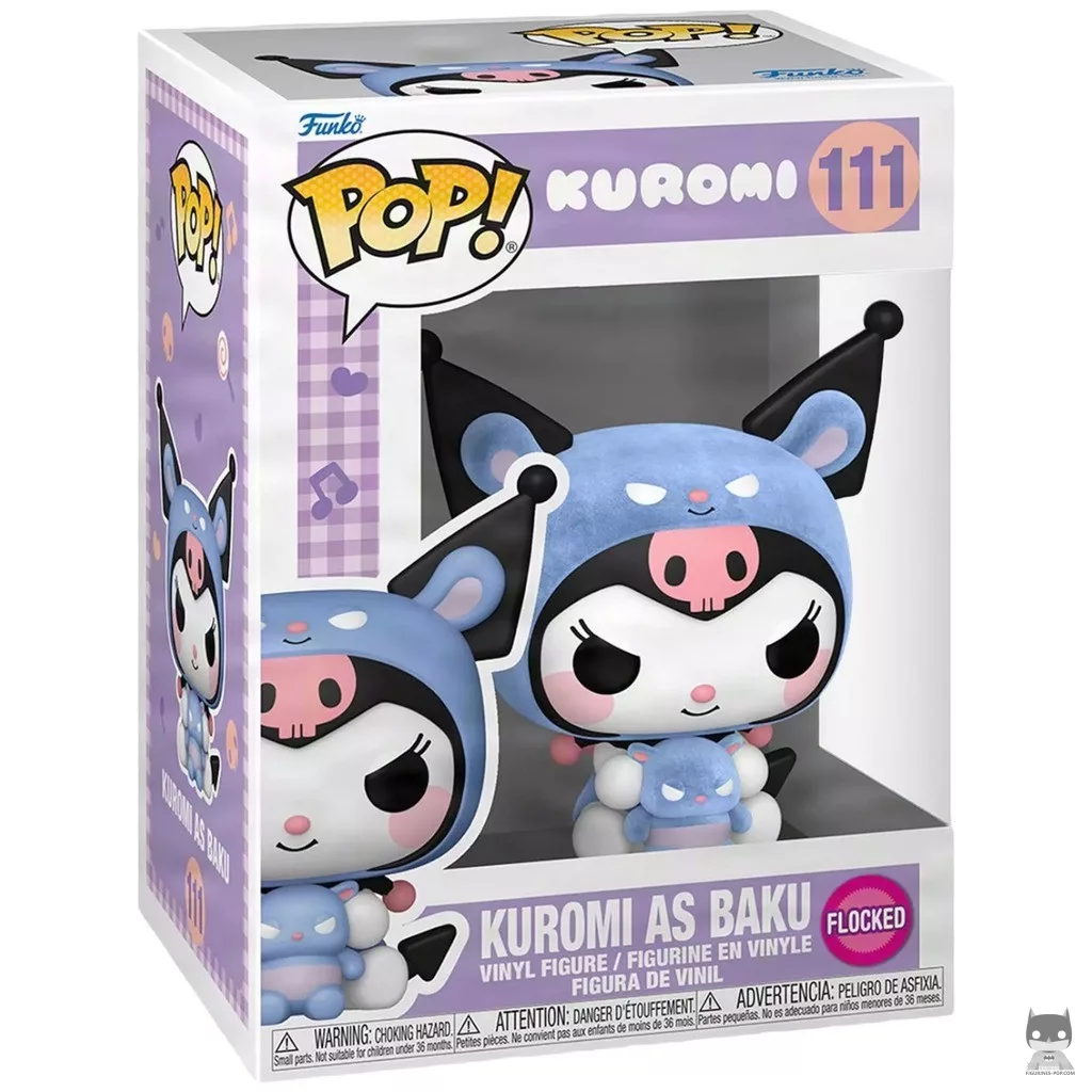 Kuromi as Baku (Flocked) Funko Pop! figure in its box