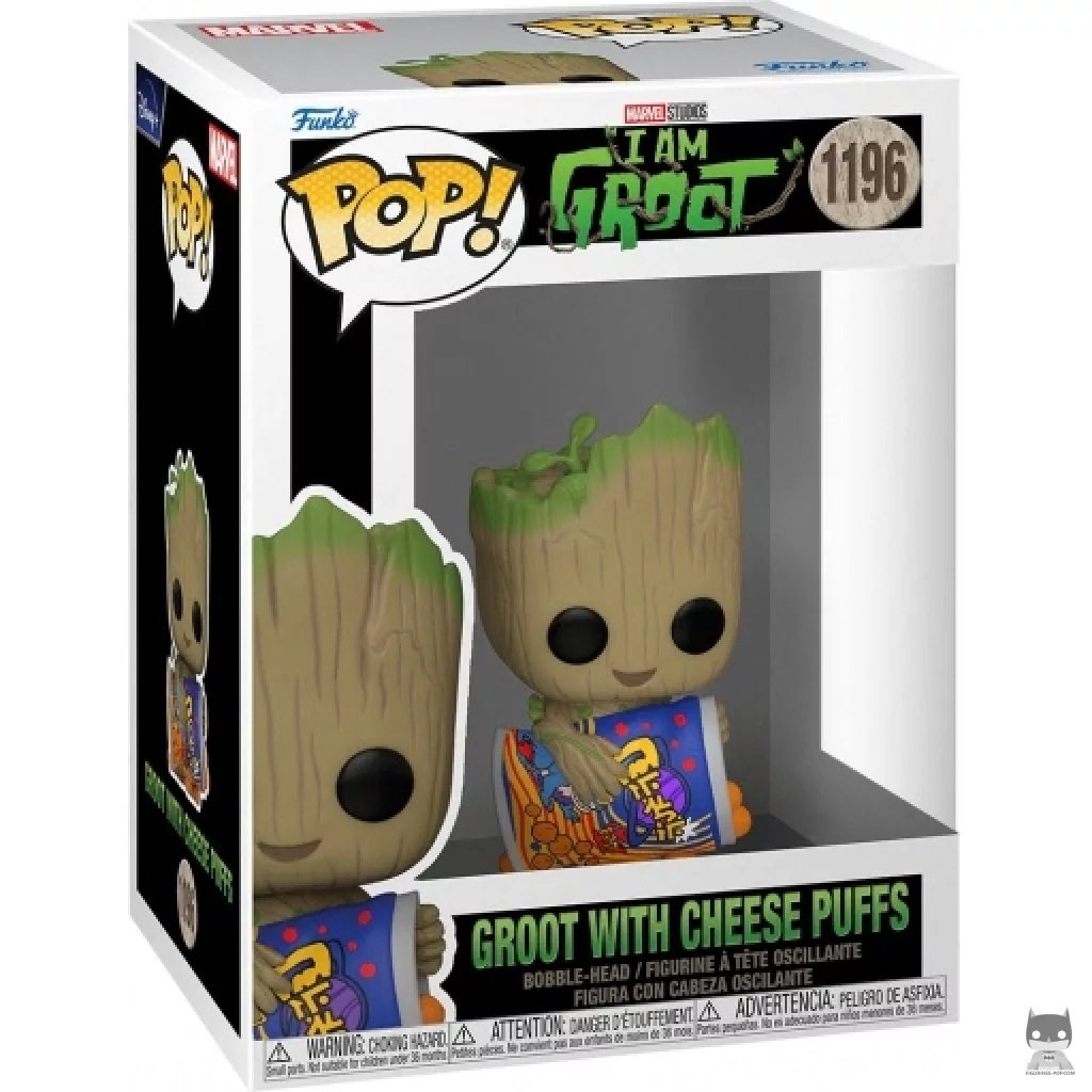 Groot with Cheese Puffs Funko Pop! figure in its box