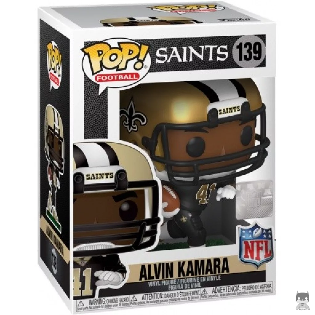 Alvin Kamara Funko Pop! figure in its box