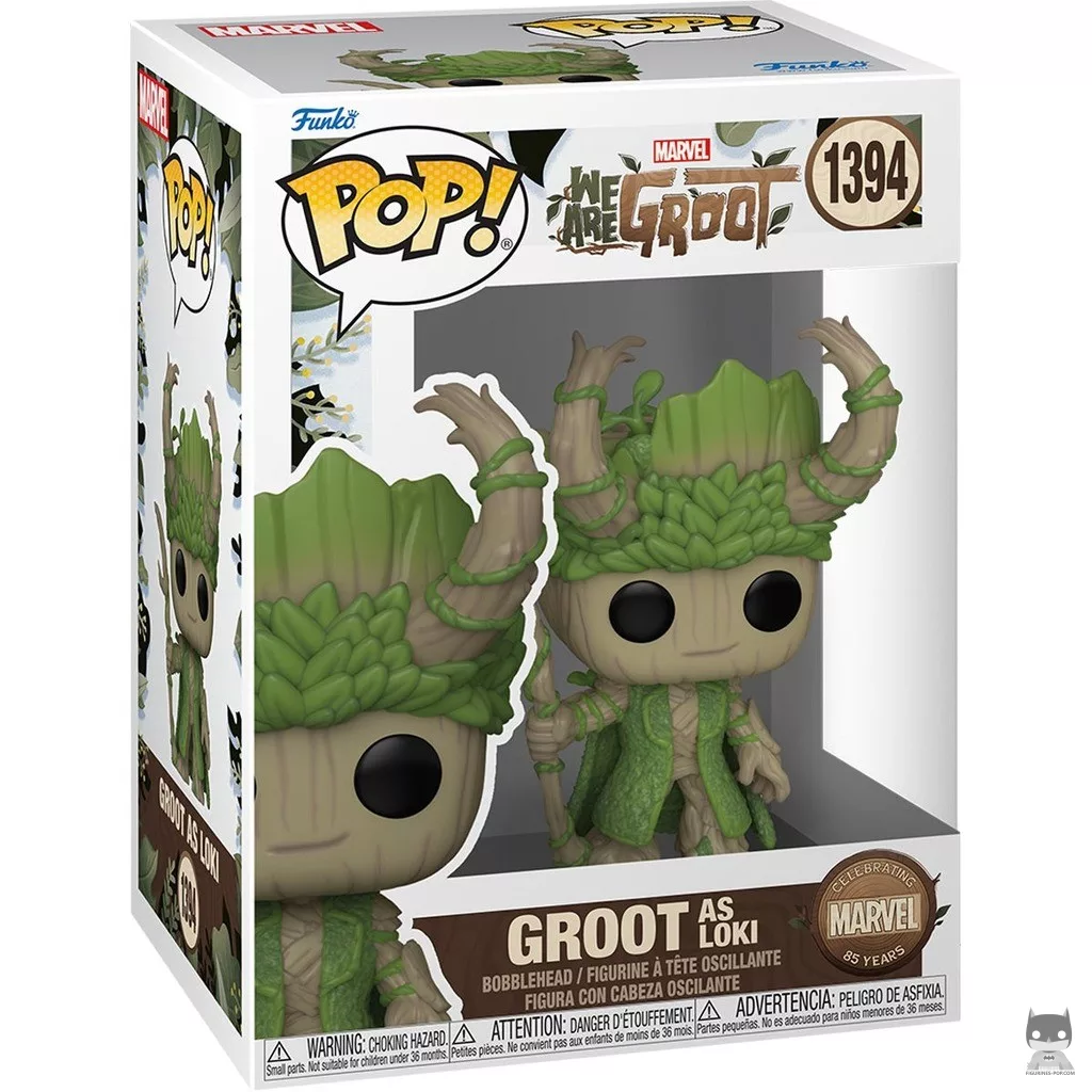 Groot as Loki Funko Pop! figure in its box