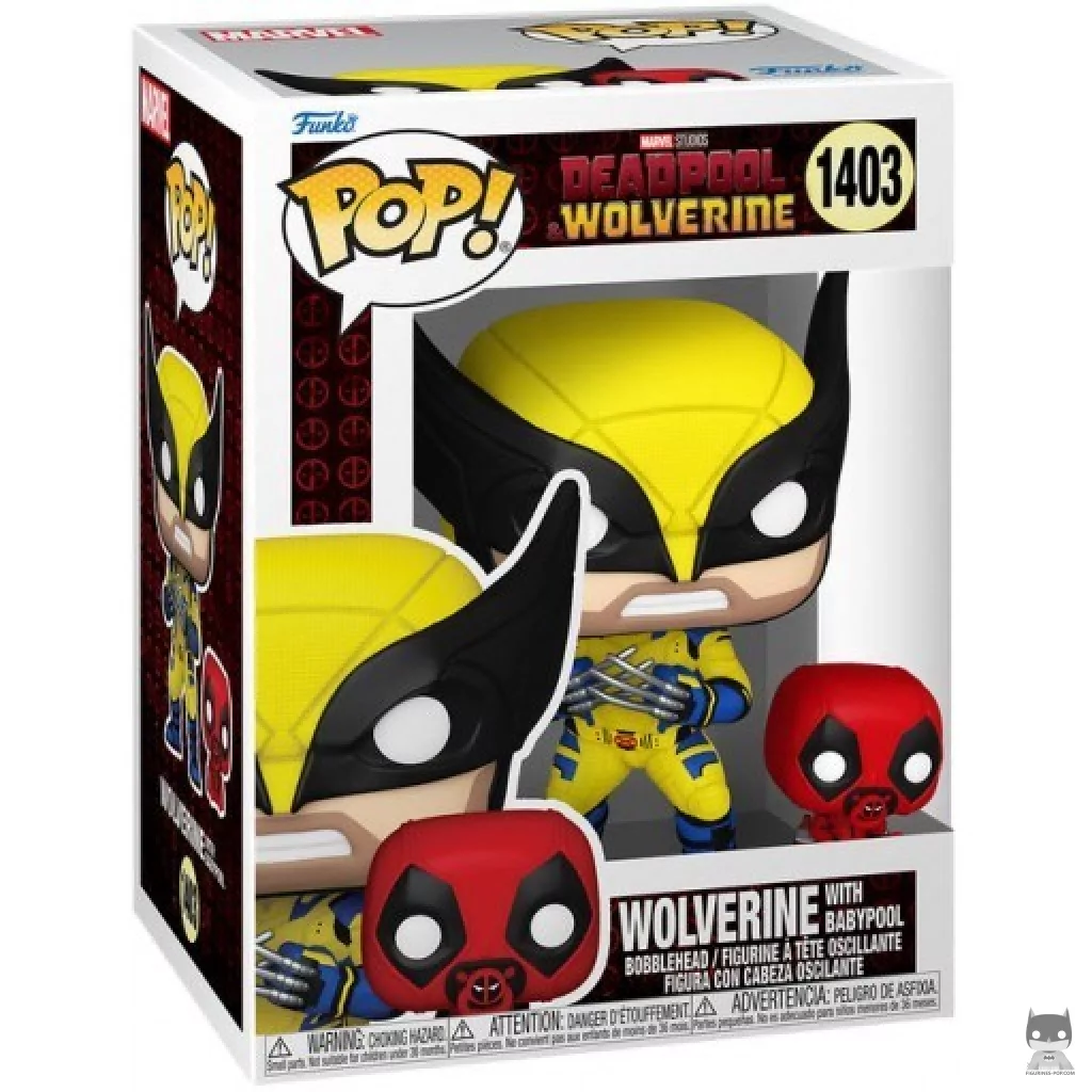 Wolverine with Babypool Funko Pop! figure in its box