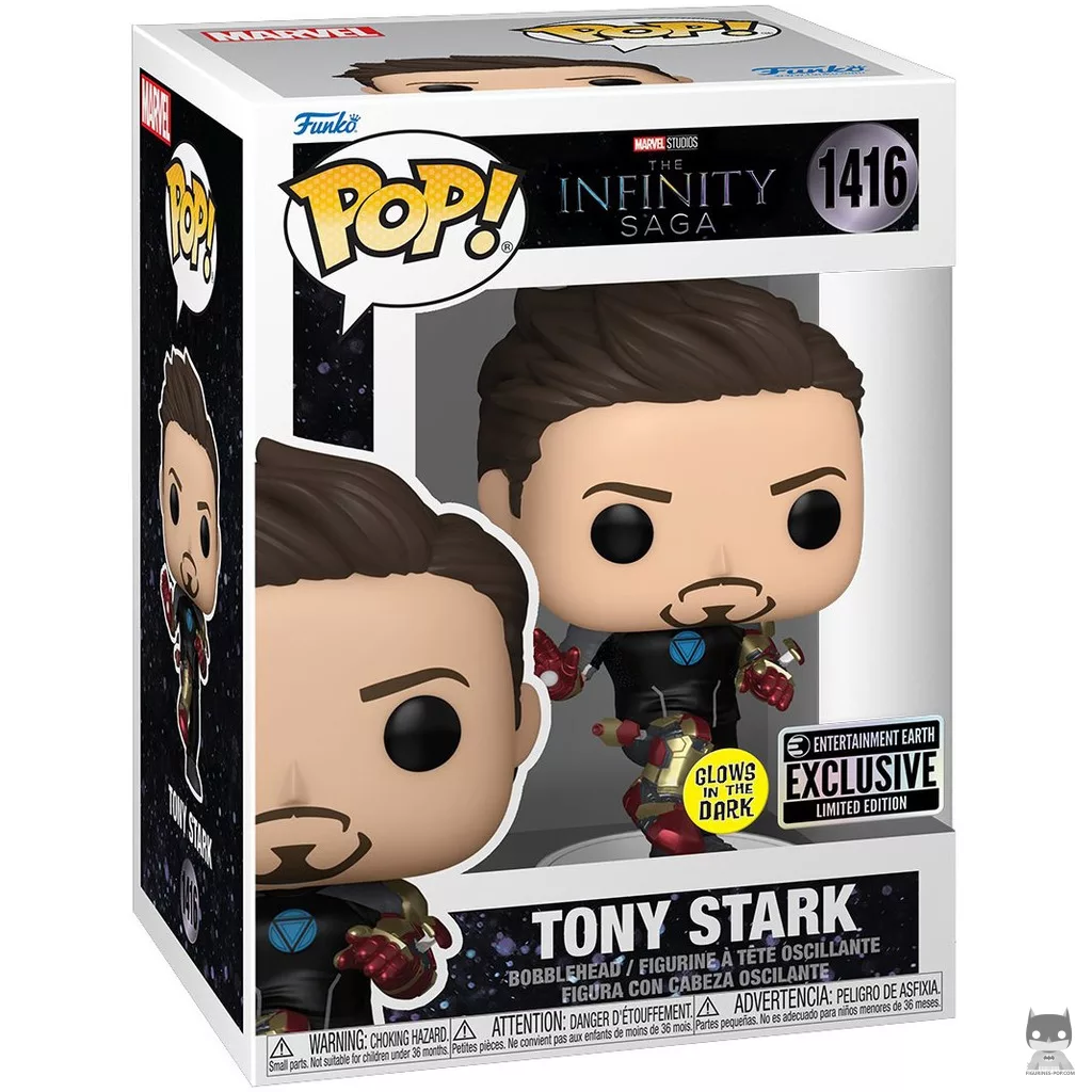 Tony Stark (Glow in the Dark) Funko Pop! figure in its box