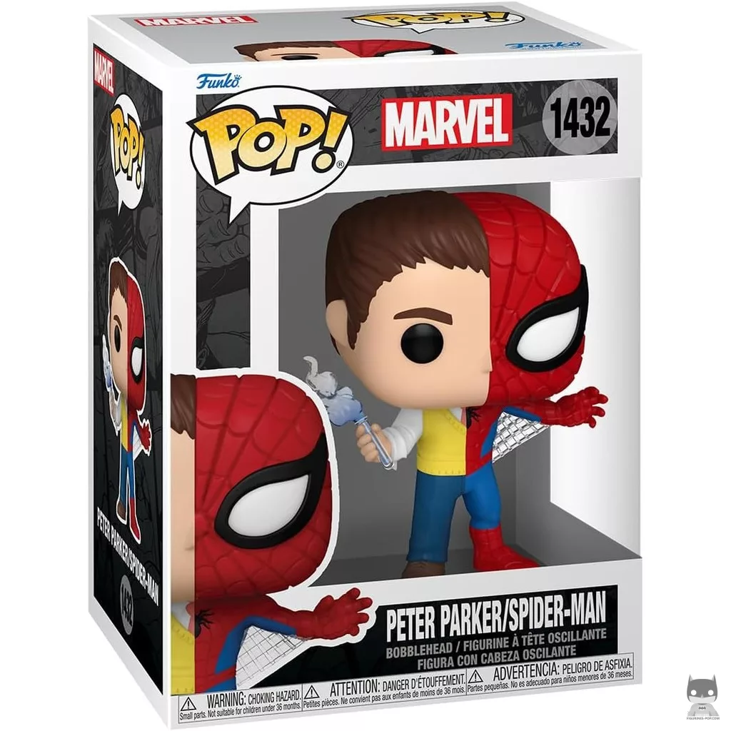 Peter Parker / Spider-Man (Split) Funko Pop! figure in its box