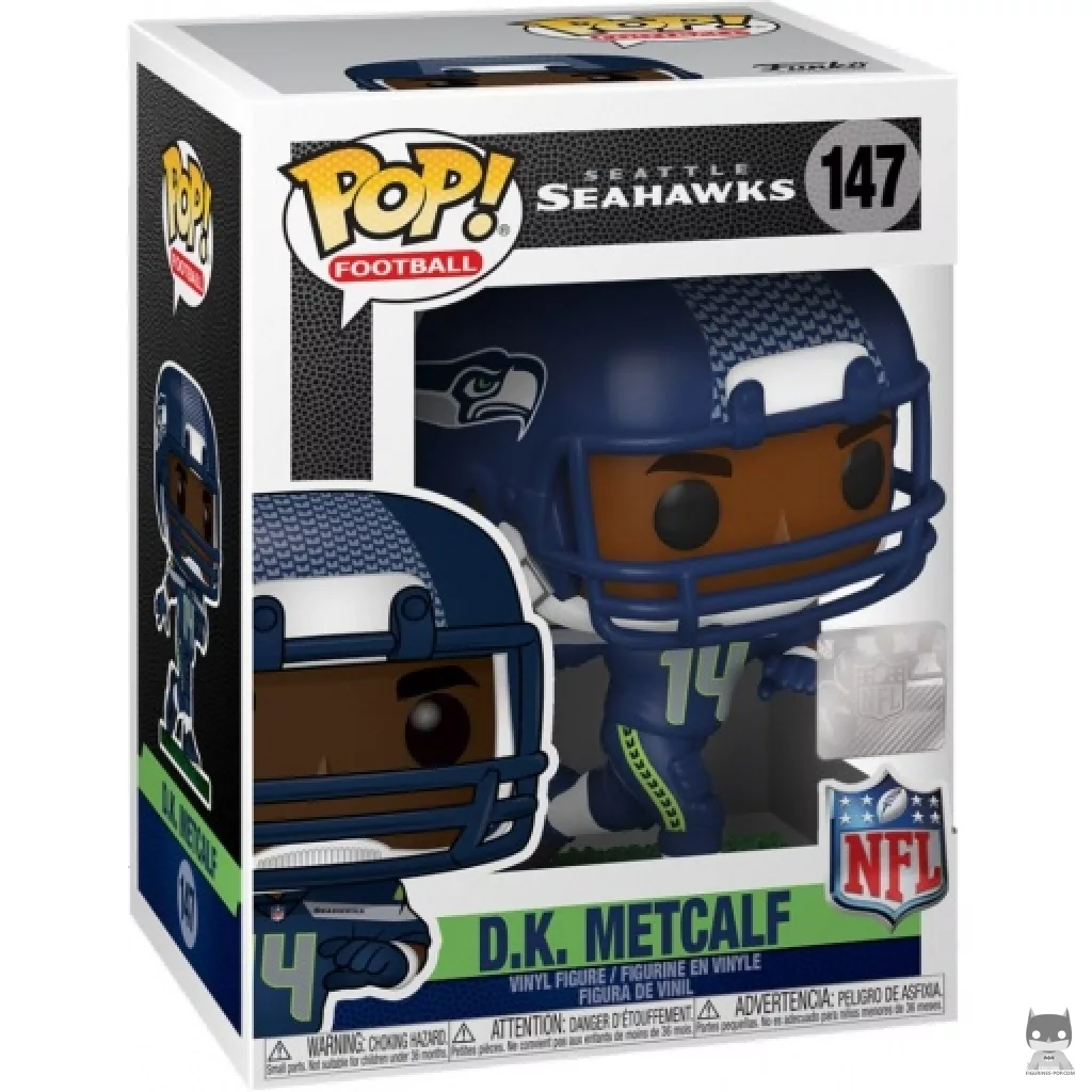 D.K. Metcalf Funko Pop! figure in its box