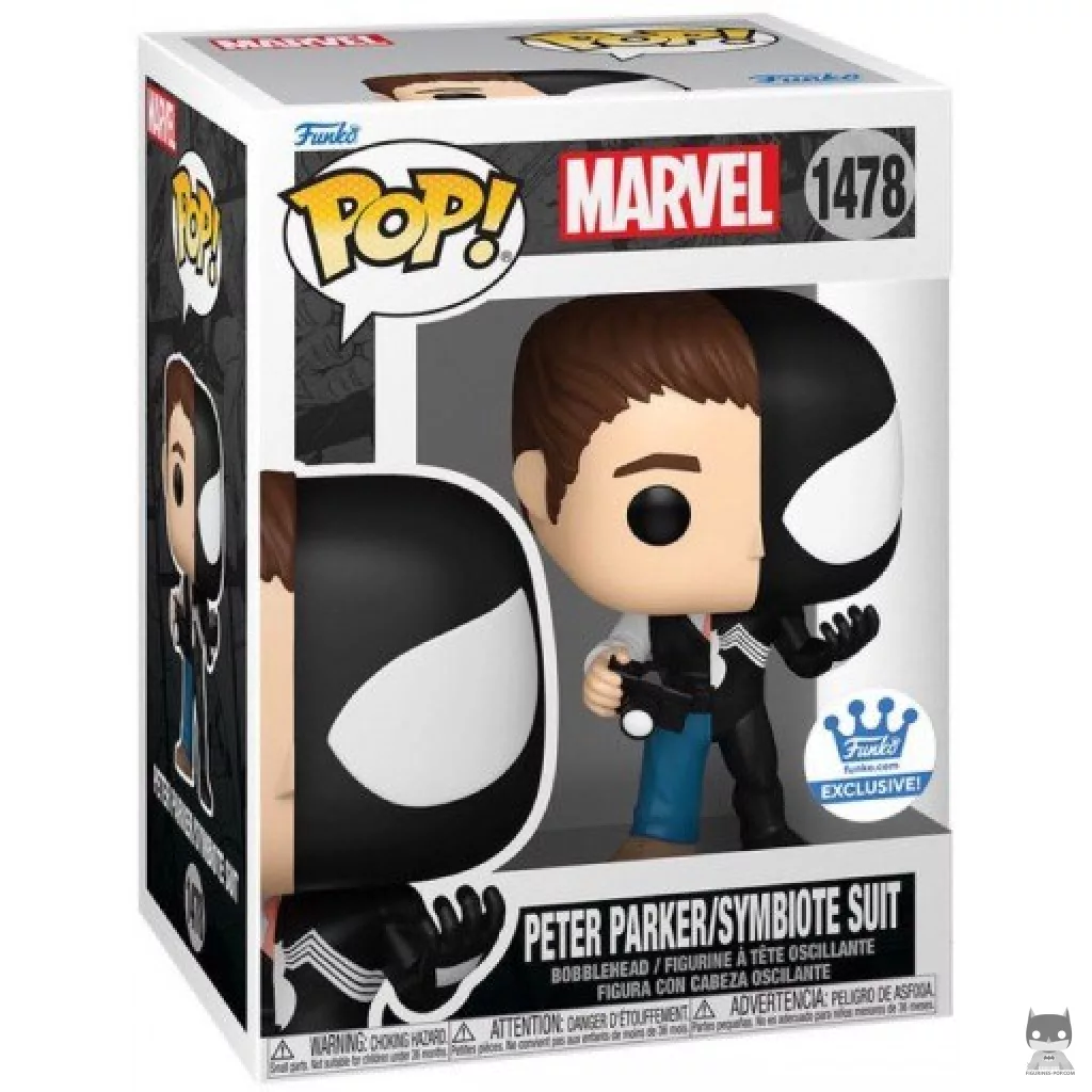 Peter Parker / Symbiote Suit Funko Pop! figure in its box