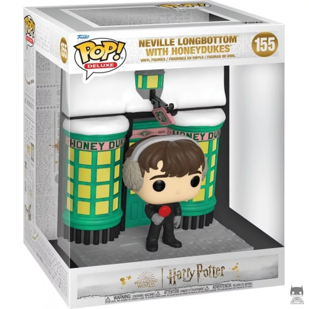 Neville Longbottom in front of Honeydukes (Hogsmeade) Funko Pop! figure in its box