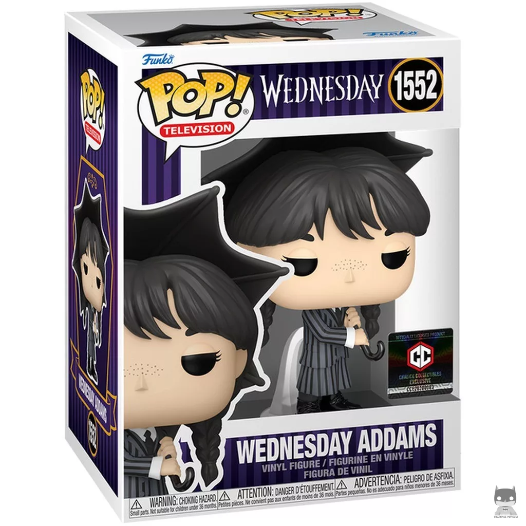 Wednesday Addams with Umbrella Funko Pop! figure in its box