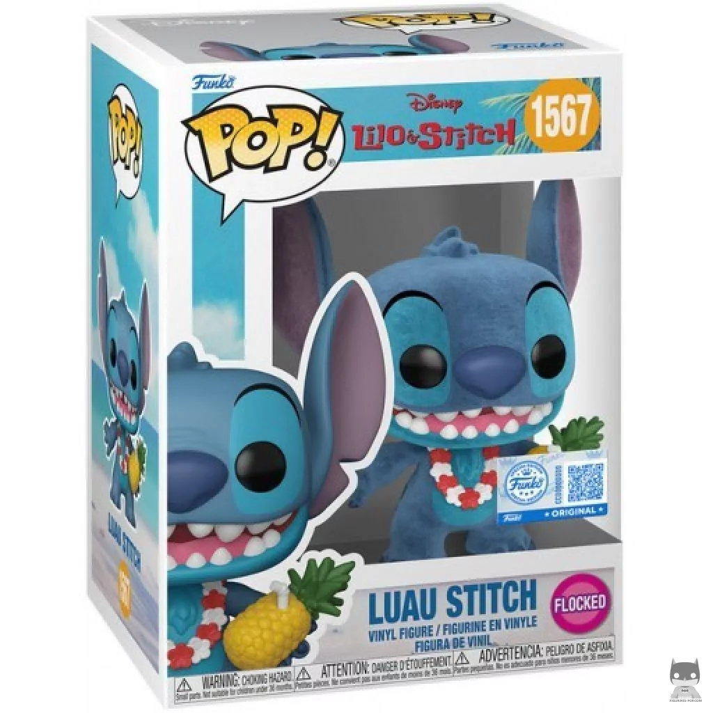 Luau Stitch (Flocked) Funko Pop! figure in its box